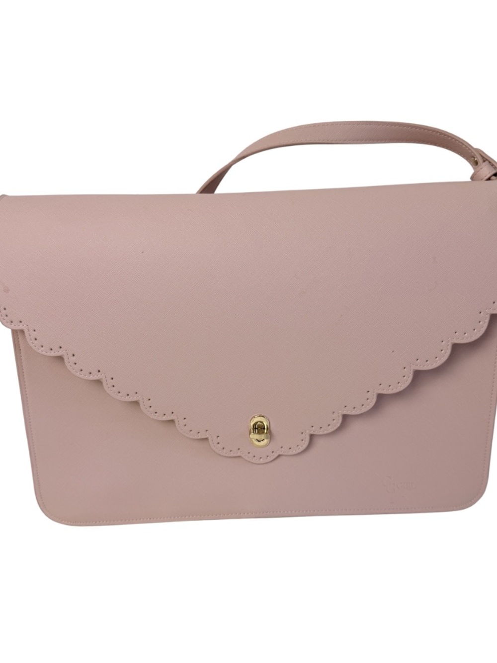 Go Getter Girl Harper Laptop Bag Nude 
Pink Scalloped Flap